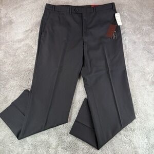 Alfani Men's 100% Wool Dress Pants 38x32 Black NWT Flat Front Slacks - $135